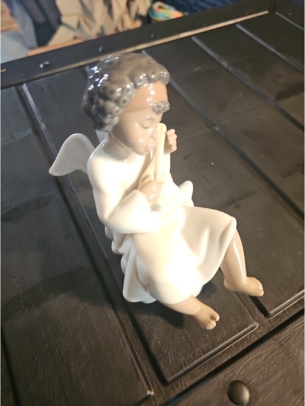 Lladro Black Legacy Collection Porcelain 6490 An Angel’s Tune Figurine Vintage